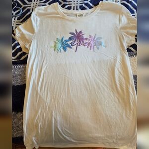 Pink Graphic Tee with Palm Trees